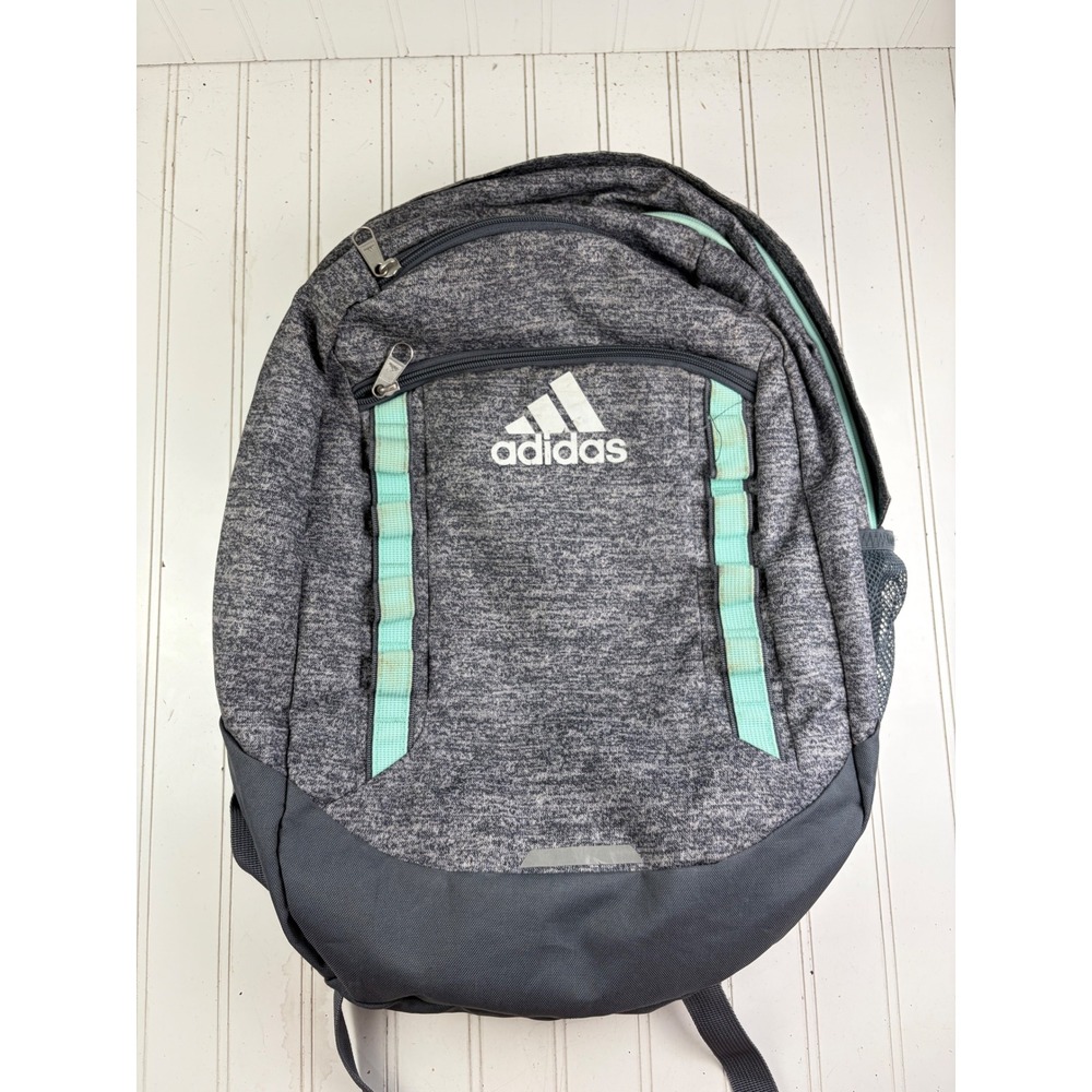 Adidas Excel V Heather Grey Mint Green School Gym Backpack Unisex - Picture 2 of 14